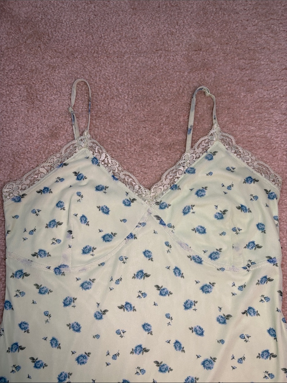 Wild Fable Women's Green Floral Slip Dress with Blue Rose Print - Picture 5 of 7